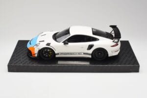 Porsche 911 991.2 GT3 RS Manthey Racing Baltas & Mėlynas & Oranžinis Minichamps 1:18 MR-911-GT3RS-1805 Metalas