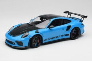 Porsche 911 991.2 GT3 RS Miami Mėlynas Weissach Package & Juodi Magnio Ratai Minichamps 1:18 153068231 Metalas
