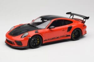Porsche 911 991.2 GT3 RS Weissach Package Lava Orange Wording Juodi Magnio Ratlankiai Minichamps 1:18 153068226 Metalas