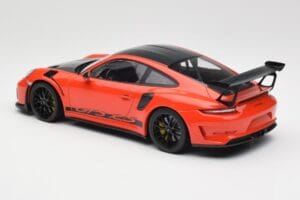 Porsche 911 991.2 GT3 RS Weissach Package Lava Orange Wording Juodi Magnio Ratlankiai Minichamps 1:18 153068226 Metalas - nuotrauka 5 iš 6