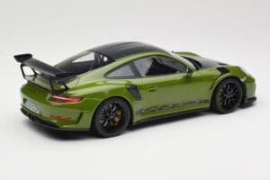 Porsche 911 991.2 GT3 RS Weissach Package Lizard Green Wording & Juodi Magnio Ratai Minichamps 1:18 155068232 Metalas - nuotrauka 2 iš 6