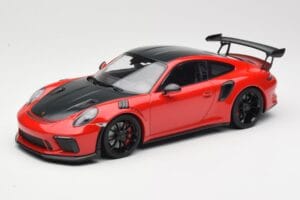 Porsche 911 991.2 GT3 RS Weissach Package Raudonas su Juodais Ratais Minichamps 1:18 155068230 Metalas