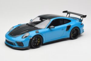 Porsche 911 991.2 GT3 RS Weissach Package Shark Blue Juodi Magnio Ratlankiai Minichamps 1:18 153068224 Metalas