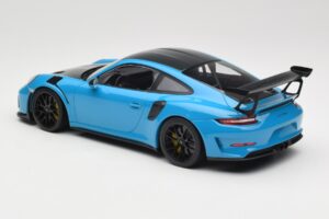 Porsche 911 991.2 GT3 RS Weissach Package Shark Blue Juodi Magnio Ratlankiai Minichamps 1:18 153068224 Metalas - nuotrauka 5 iš 6