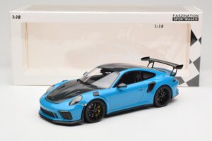 Porsche 911 991.2 GT3 RS Weissach Package Shark Blue Juodi Magnio Ratlankiai Minichamps 1:18 153068224 Metalas - nuotrauka 6 iš 6