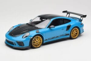 Porsche 911 991.2 GT3 RS Weissach Package Shark Blue Wording Auksiniai Magnio Ratlankiai Minichamps 1:18 153068237 Metalas