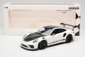 Porsche 911 991.2 GT3 RS Weissach Package Baltas Wording Juodi Magnio Ratlankiai Minichamps 1:18 153068225 Metalas - nuotrauka 6 iš 6