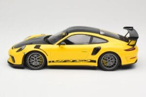 Porsche 911 991.2 GT3 RS Geltonas Weissach Package Platinum Wheels Minichamps 1:18 155068221 Metalas - nuotrauka 3 iš 6