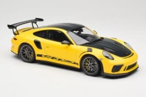 Porsche 911 991.2 GT3 RS Geltonas Weissach Package Platinum Wheels Minichamps 1:18 155068221 Metalas - nuotrauka 4 iš 6