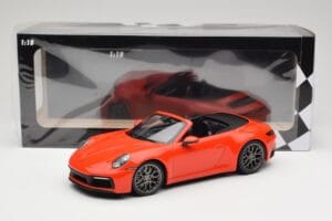 Porsche 911 992 Carrera 4S Kabrioletas Oranžinis Minichamps 1:18 155067334 Metalas - nuotrauka 6 iš 6