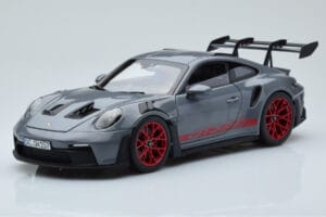 Porsche 911 992 GT3 RS Arctic Pilkas Pyro Raudonas Norev 1:18 187350 Metalas