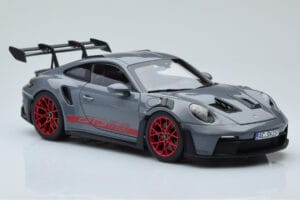 Porsche 911 992 GT3 RS Arctic Pilkas Pyro Raudonas Norev 1:18 187350 Metalas - nuotrauka 6 iš 8