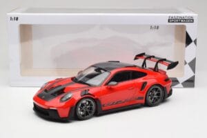 Porsche 911 992 GT3 RS Guards Raudonas & Sidabriniai Ratai Weissach Package Minichamps 1:18 153062246 Metalas - nuotrauka 6 iš 6
