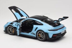 Porsche 911 992 GT3 RS Weissach Pack Gulf Blue Norev 1:18 187367 Metalas - nuotrauka 5 iš 8