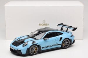 Porsche 911 992 GT3 RS Weissach Pack Gulf Blue Norev 1:18 187367 Metalas - nuotrauka 8 iš 8