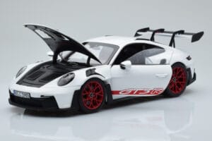 Porsche 911 992 GT3 RS Baltas Pyro Raudonas Norev 1:18 187352 Metalas - nuotrauka 2 iš 8