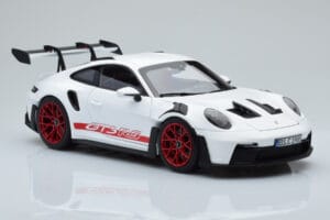 Porsche 911 992 GT3 RS Baltas Pyro Raudonas Norev 1:18 187352 Metalas - nuotrauka 6 iš 8