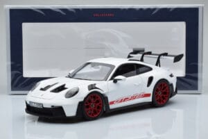 Porsche 911 992 GT3 RS Baltas Pyro Raudonas Norev 1:18 187352 Metalas - nuotrauka 8 iš 8