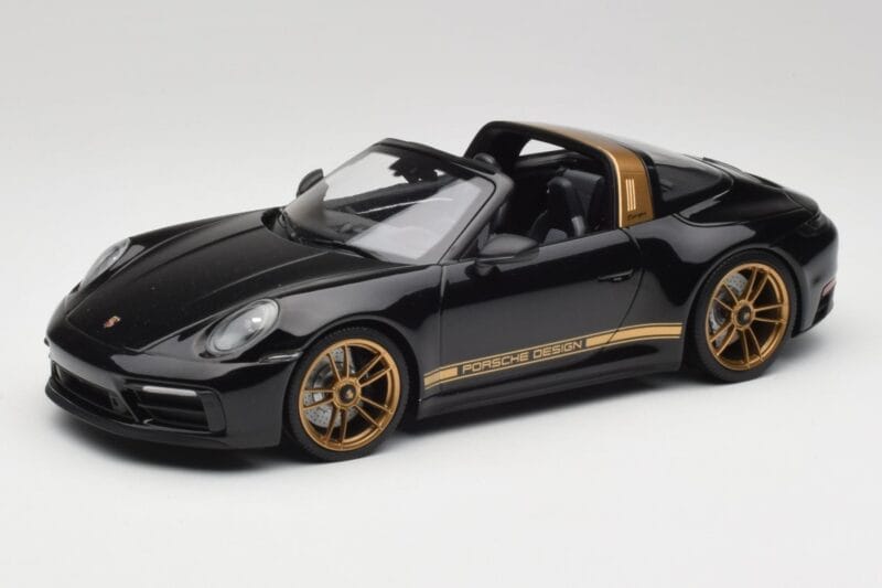 Porsche 911 992 Targa Porsche Design Juodas & Auksinis Concept Minichamps 1:18 PORSCHE001 Metalas