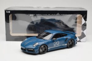 Porsche 911 992 Turbo S Sport Design Package Gentian Blue Metallic Minichamps 1:18 155069170 Metalas - nuotrauka 6 iš 6