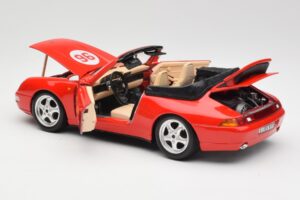 Porsche 911 993 Carrera Kabrioletas Raudonas Bburago 1:18 3090 Metalas - nuotrauka 5 iš 8