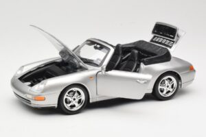 Porsche 911 993 Carrera Kabrioletas Sidabrinis Bburago 1:18 18-12039 Metalas - nuotrauka 2 iš 8