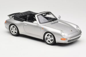 Porsche 911 993 Carrera Kabrioletas Sidabrinis Bburago 1:18 18-12039 Metalas - nuotrauka 6 iš 8