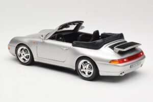 Porsche 911 993 Carrera Kabrioletas Sidabrinis Bburago 1:18 18-12039 Metalas - nuotrauka 7 iš 8