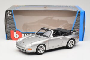 Porsche 911 993 Carrera Kabrioletas Sidabrinis Bburago 1:18 18-12039 Metalas - nuotrauka 8 iš 8