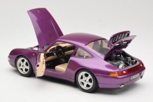 Porsche 911 993 Carrera Violetinis Bburago 1:18 3060-M2 Metalas - nuotrauka 5 iš 8