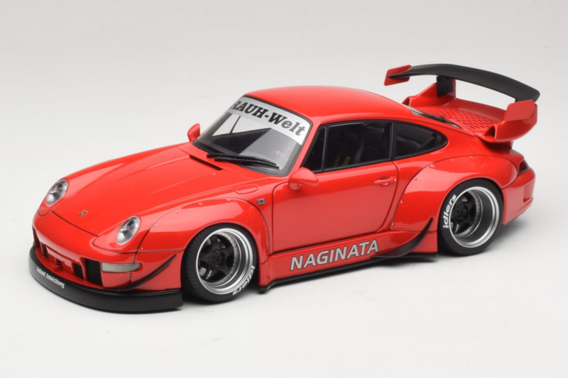Porsche 911 993 RWB Raudonas Gun Grey Wheels AUTOart 1:18 78153 Kompozitas