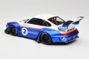 Porsche 911 993 RWB X Liberty Walk Baltas Su Melyna GT Spirit 1:18 GT530 Derva - nuotrauka 5 iš 8