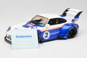 Porsche 911 993 RWB X Liberty Walk Baltas Su Melyna GT Spirit 1:18 GT530 Derva - nuotrauka 6 iš 8
