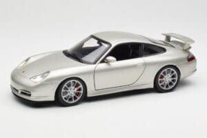 Porsche 911 996 GT3 Sidabrinis Hot Wheels 1:18 C2590 Metalas