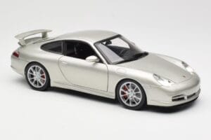 Porsche 911 996 GT3 Sidabrinis Hot Wheels 1:18 C2590 Metalas - nuotrauka 6 iš 8