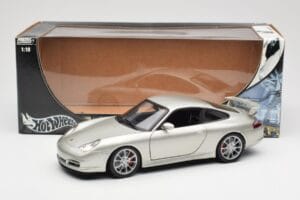 Porsche 911 996 GT3 Sidabrinis Hot Wheels 1:18 C2590 Metalas - nuotrauka 8 iš 8