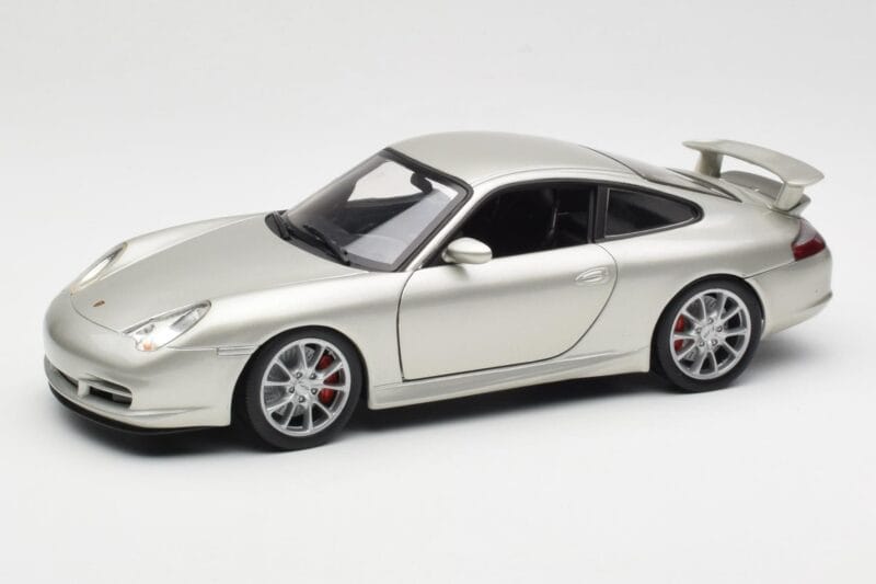 Porsche 911 996 GT3 Sidabrinis Hot Wheels 1:18 C2590 Metalas