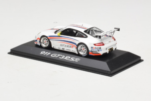 Porsche 911 997 GT3 RSR Baltas su Mėlynomis ir Oranžinėmis Juostomis 2007 Minichamps 1:43 WAP02000618 Metalas - nuotrauka 3 iš 4
