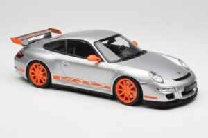 Porsche 911 997.1 GT3 RS Sidabrinis su Oranžiniais Ratlankiais Minichamps 1:18 155062120 Metalas - nuotrauka 4 iš 6