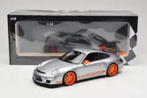 Porsche 911 997.1 GT3 RS Sidabrinis su Oranžiniais Ratlankiais Minichamps 1:18 155062120 Metalas - nuotrauka 6 iš 6