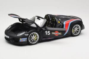 Porsche 918 Spyder Weissach Package Matt Black With Martini Stripes Minichamps 1:18 110062445 Metalas - nuotrauka 2 iš 8