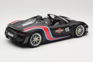 Porsche 918 Spyder Weissach Package Matt Black With Martini Stripes Minichamps 1:18 110062445 Metalas - nuotrauka 3 iš 8