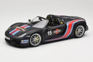 Porsche 918 Spyder Weissach Package Matt Black With Martini Stripes Minichamps 1:18 110062445 Metalas