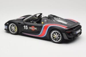 Porsche 918 Spyder Weissach Package Matt Black With Martini Stripes Minichamps 1:18 110062445 Metalas - nuotrauka 7 iš 8