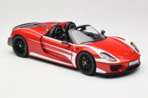 Porsche 918 Spyder Weissach Package Raudonas & Baltos Juostos Minichamps 1:18 110062442 Metalas - nuotrauka 7 iš 9