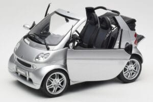 Smart Fortwo W450 Brabus Cabrio Sidabrinis Dilerio Leidimas Kyosho 1:18 0017769V001C05Q00 Metalas - nuotrauka 2 iš 8
