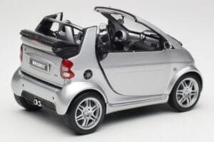 Smart Fortwo W450 Brabus Cabrio Sidabrinis Dilerio Leidimas Kyosho 1:18 0017769V001C05Q00 Metalas - nuotrauka 3 iš 8