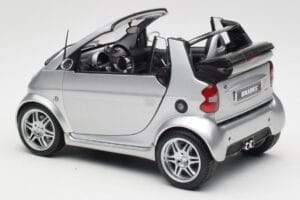 Smart Fortwo W450 Brabus Cabrio Sidabrinis Dilerio Leidimas Kyosho 1:18 0017769V001C05Q00 Metalas - nuotrauka 7 iš 8