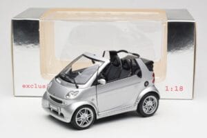 Smart Fortwo W450 Brabus Cabrio Sidabrinis Dilerio Leidimas Kyosho 1:18 0017769V001C05Q00 Metalas - nuotrauka 8 iš 8