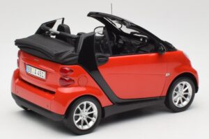Smart Fortwo W451 Kabrioletas Raudonas Juodas Minichamps 1:18 150036333 Metalas - nuotrauka 3 iš 8